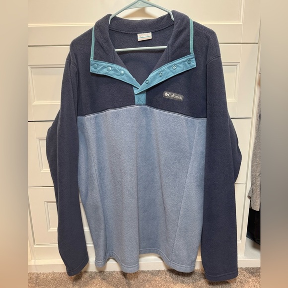Columbia Blue and Teal Fleece Pullover - Picture 2 of 2